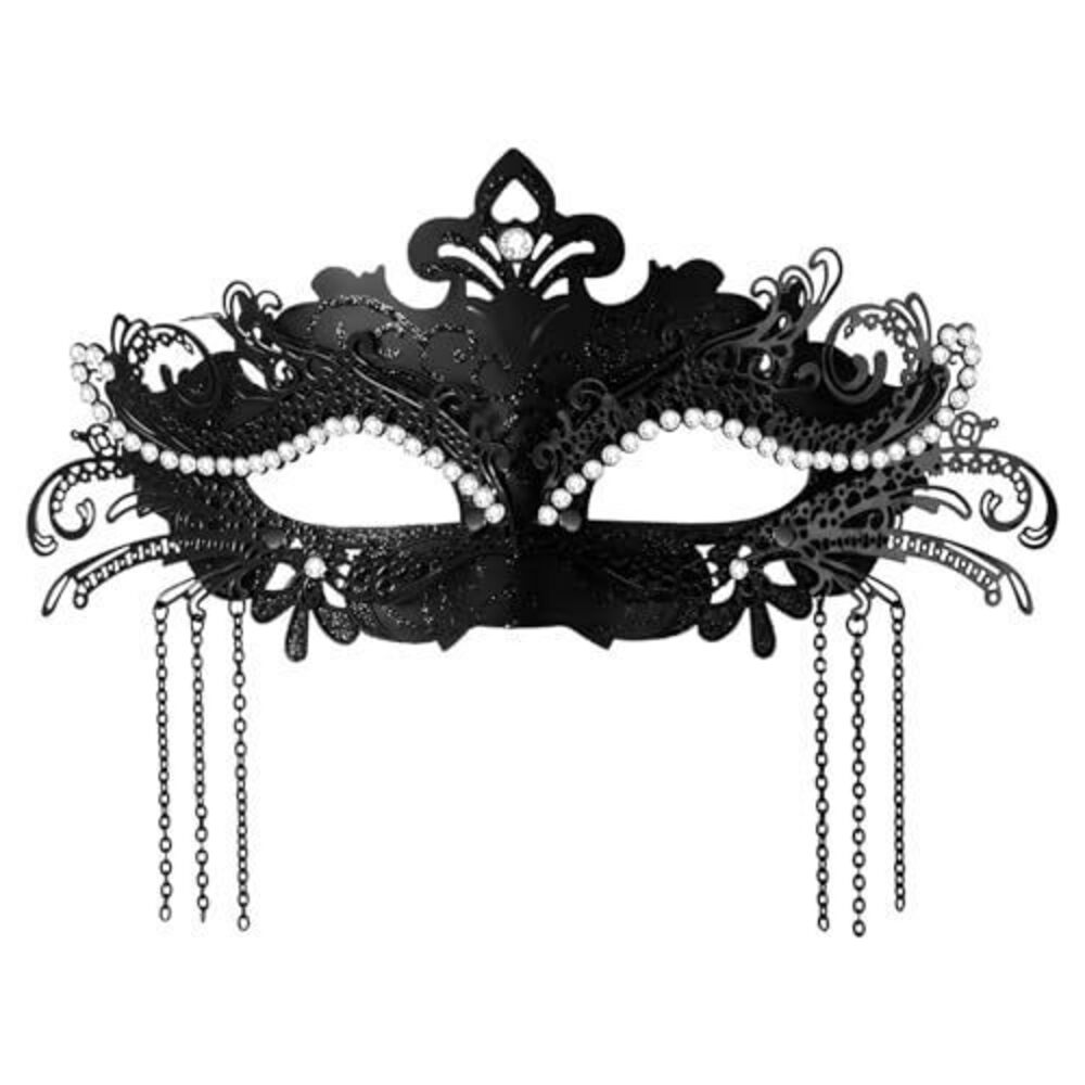 6837 Venetian Masquerade Mask: Metal Filigree with Rhinestones and Crystal